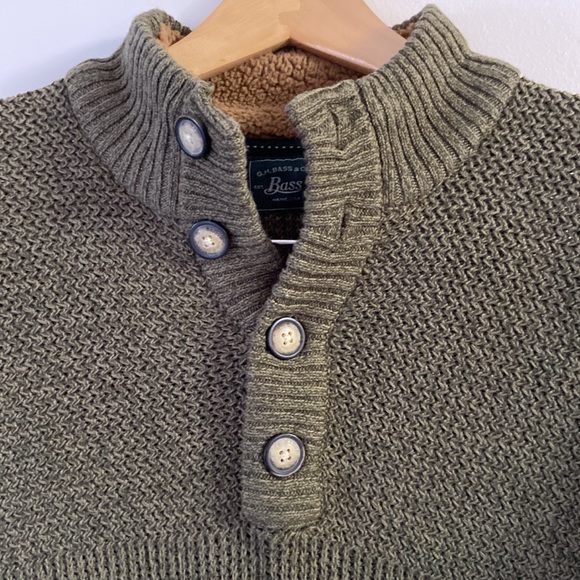 G.H. Bass & Co Olive Sherpa Mock Neck Sweater Size L - Picture 2 of 6